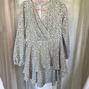 Elegant Black and White Polka Dot Women's Top